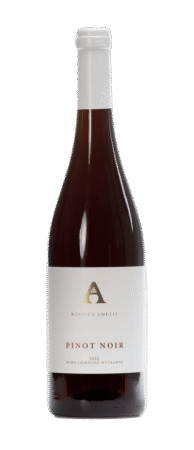 A bottle of Pinot Noir from Amelie Vineyard