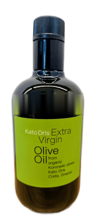 Butelka ekologicznej oliwy z oliwek extra virgin Kato Dris z Krety, 0,75 l