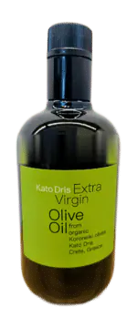 Butelka ekologicznej oliwy z oliwek extra virgin Kato Dris z Krety, 0,75 l