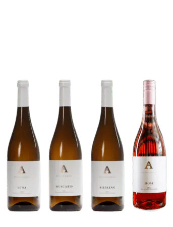 Zestaw letni — cztery butelki wina: Luna, Muscaris, Riesling, Rose